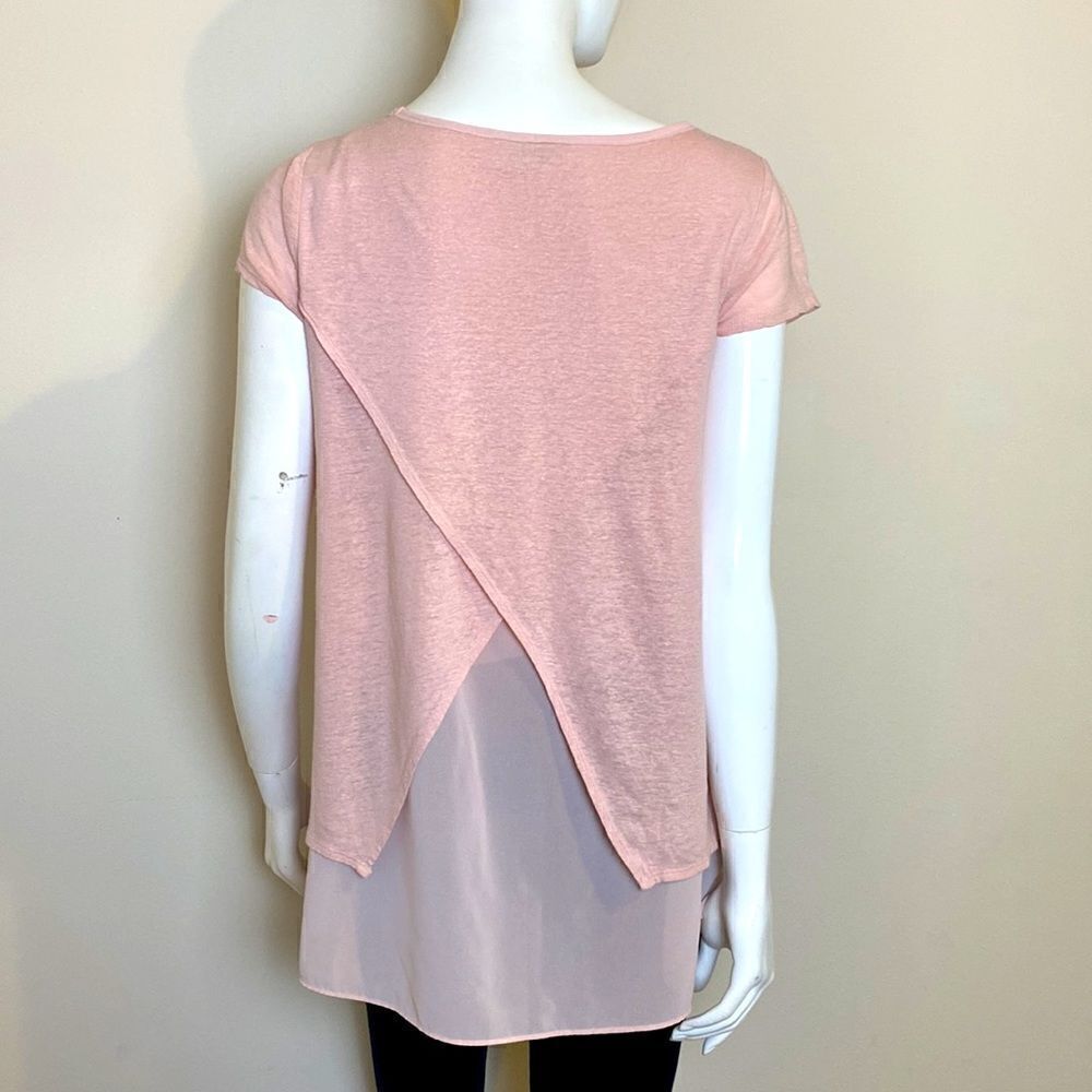 Lucky Brand Top Peachy Pink with cross cross back and chiffon underlining M - Picture 4 of 8